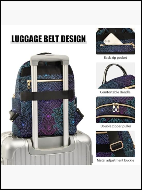 Boho Mandala Small Backpack Daypack for Women Travel Fashion Shoulder Bag main image 6